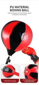 Detail of red and black PU leather inflatable boxing ball with leak-proof air valve