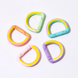 Colorful D-ring spring carabiners in macaron paint finish for DIY keychain making