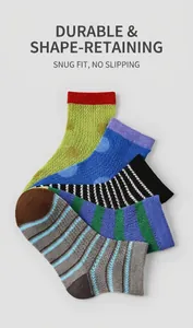 Mesh breathable kids socks set with striped and polka dot patterns for summer wear