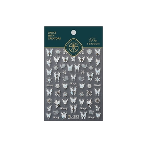 3D butterfly and snowflake nail stickers TL-293 with white pearlescent finish
