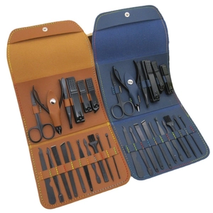 Professional Manicure Pedicure Grooming Tools Stainless Steel Instruments Portable Leather Case Hand Foot Facial Care