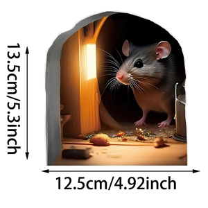 Sticker mural 3D trou de souris réaliste pour décoration mesure 12,5cm sur 13,5cm