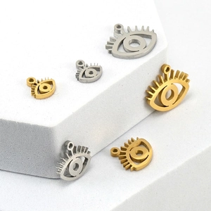 Evil Eye Pendant Charms 18K Gold Plated Stainless Steel For DIY Necklace Bracelet Jewelry Making Accessories Multiple Sizes Retro