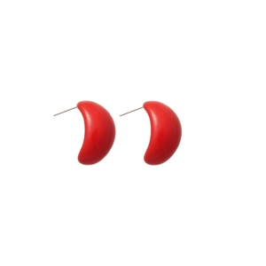 Polished Ancora red acrylic drop stud earrings in a minimalist C-shape curve for women