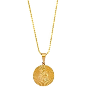 Minimalist gold titanium steel necklace featuring a round pendant with a 3D snake design