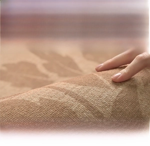 Close-up of soft skin-friendly texture and premium woven material of the round carpet