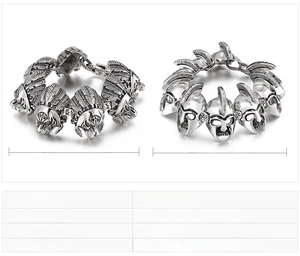 Detail view of Spartan warrior and Indian chief steel bracelets with specs