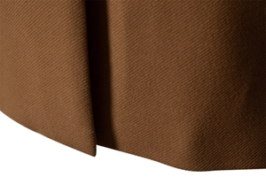 Macro shot of brown twill fabric texture and stitching detail on a men's business coat
