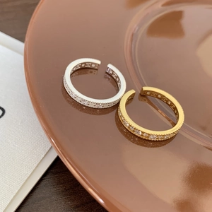 Minimalist S925 silver open rings in gold and silver finish with zircon inlay