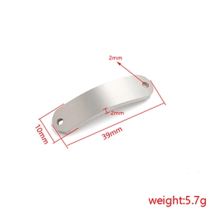 Curved stainless steel rectangular connector plate with two holes for DIY jewelry