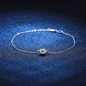 S925 sterling silver bubble bracelet with brilliant round-cut moissanite stone