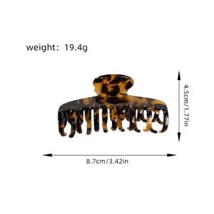 Tortoiseshell acetate hair claw clip for women, size 8.7cm by 4.5cm, retro style design