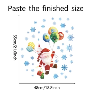 Detailed size chart for Santa and snowman wall decal measuring 48cm by 55cm