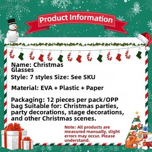 Detailed list of 7 styles of EVA and plastic Christmas glasses for holiday party decor