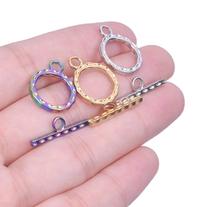 Polished stainless steel OT toggle clasps for jewelry making in gold silver and rainbow