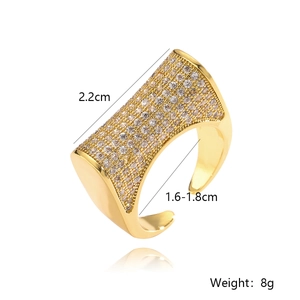 Chic 18k gold plated wide open ring with micro-pave white zircon for women