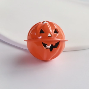 Campanellino a zucca arancione in metallo per collari di animali e decori Halloween