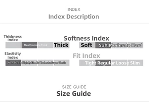 Detail view of the fabric quality index and size guide icon for printed mini dress