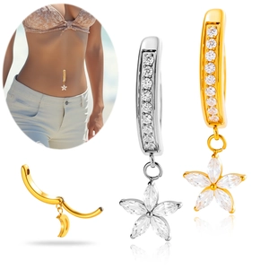 Titanlegierung Bauchnabelpiercing Marquise Zirkonia Blumenanhänger Dangle Nabel Piercing Schmuck