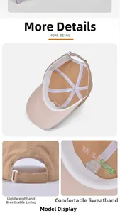 Detailed view of breathable interior lining and sweatband of the kids baseball cap