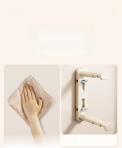 Installation detail of wall-mounted retractable storage rack for balcony clothes hangers