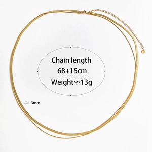 Dettaglio cintura a catena serpente oro a doppio strato 68+15cm con misure e chiusura a moschettone