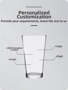 Detail of high-quality transparent pint glass showing custom logo and text engraving areas