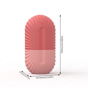 Detailed size specifications of pink silicone ice face roller with precise 3D dimensions
