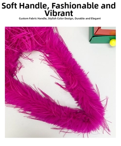 Close-up of fluffy magenta faux feather handbag handle with soft luxurious texture