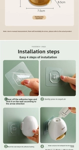 Step-by-step wall mount installation guide for automatic toothpaste dispenser with dimensions