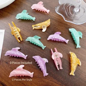 Dolphin Shape Acrylic Hair Claw Clips Glitter Shimmer Candy Color Sea Animal Shark Hair Accessories For Women Girls