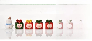 Miniature Christmas resin figurines set with snowman and cute pig gift boxes for decor