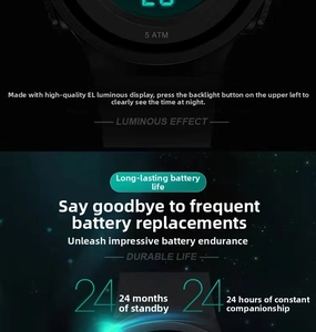5 ATM waterproof digital watch with EL backlight and 24-month battery life detail