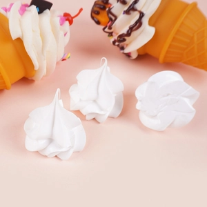 Miniature white resin whipped cream dollhouse scoops for DIY dessert crafts