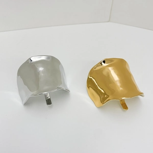 Minimalist wavy metal hair hooks in polished gold and silver finish for women's low ponytails