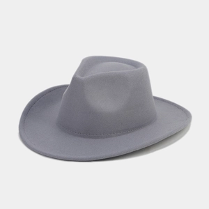 Detailed view of neutral grey wool felt texture on a classic Panama Fedora hat surface