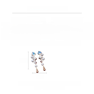 Detailed size guide and specifications for long geometric pearl and crystal drop earrings
