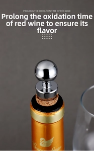Polished zinc alloy round head wine stopper with natural cork base for vacuum sealing