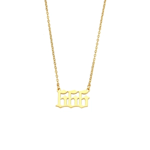 Gold stainless steel necklace with Gothic 666 number pendant on a fine O-chain