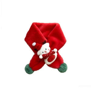 Écharpe de Noël en peluche pour enfants avec bonhomme de neige 3D et pompons verts