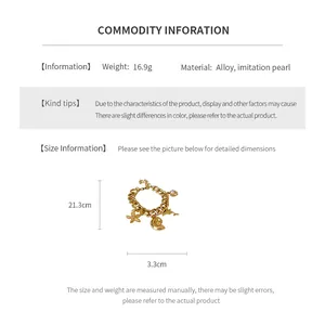 Size chart showing 21.3cm length and 16.9g weight for dolphin and pearl charm bracelet