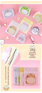 Close-up of cute animal shaped sticky notes with grid backing cards in various styles