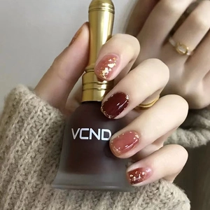 Faux Ongles À Presser Brillant Rouge Citrouille Effet Estompé Feuille D'or Élégants Ongles Artificiels Style Luxe