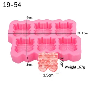 6-cavity pink silicone Xi character mold for DIY wedding candy and fondant cakes