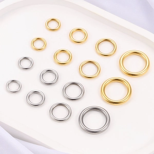 Golden and silver seamless stainless steel rings in various sizes for DIY jewelry making