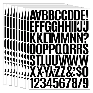 Detailed set of 1.5-inch black alphabet and number stickers for DIY craft projects