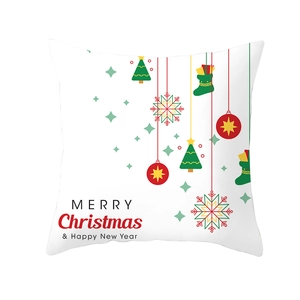 Macro detail of Merry Christmas & Happy New Year print on white festive pillowcase