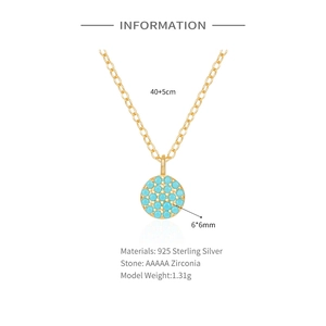 Detailed size specifications for S925 sterling silver turquoise necklace pendant