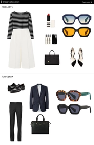 Flat lay of retro irregular sunglasses with stylish outfits for men and women