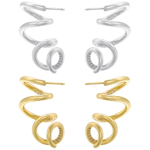 Irregular Spiral Snake Wrap Ear Studs Brass 18K Gold Plated Micro Inlaid Zircon Fashion Jewelry Accessories For Women